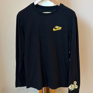 Nike Kids Black Long Sleeve Tee with Yellow Logo